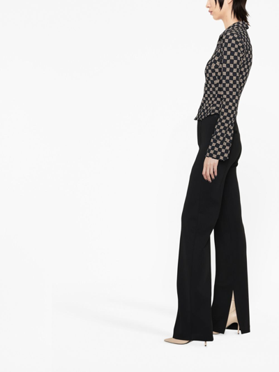 Misbhv Monogram Wide Collar Zip Up Shirt In Black