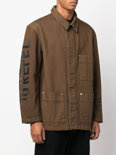 Etudes Studio Graphic-print Denim Jacket In Brown