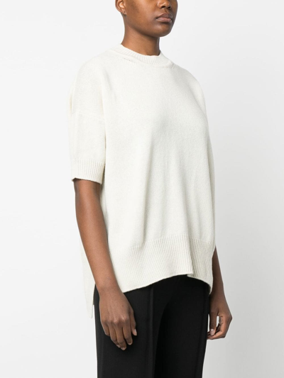 Shop Jil Sander Short-sleeve Cashmere Top In Neutrals