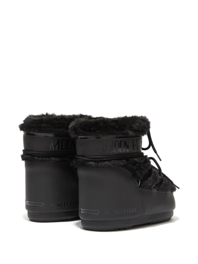 Shop Moon Boot Icon Low Faux-fur Detail Boots In Black