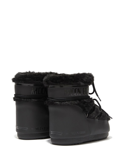 Moon Boot Iconic Faux Fur Ankle Boots With Lace-up Detail In Black