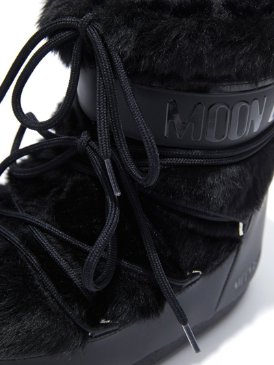 Shop Moon Boot Icon Low Faux-fur Detail Boots In Black