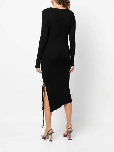 Philipp Plein Lace-detail Ribbed-knit Dress In Black