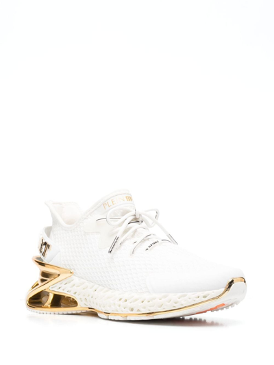 Plein Sport Thunder Force Lace-up Sneakers In White