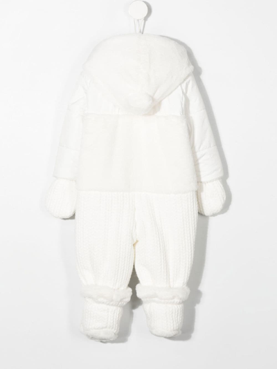 Shop Lapin House Zipped-up Hooded Knit Suit In White