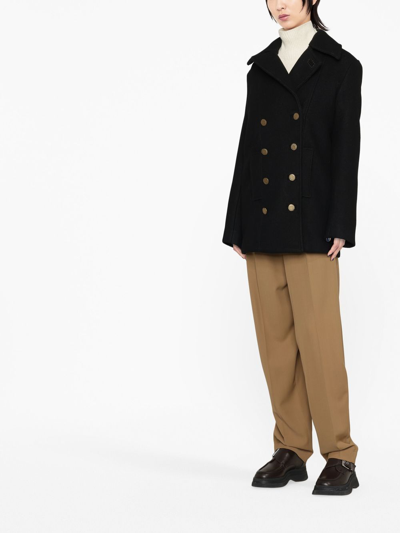 Shop Fortela Double-breasted Pea Coat In Black