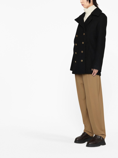 Shop Fortela Double-breasted Pea Coat In Black