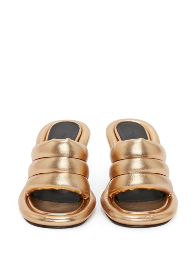 Jw Anderson Bumper Tubular Padded Sandals In Gold