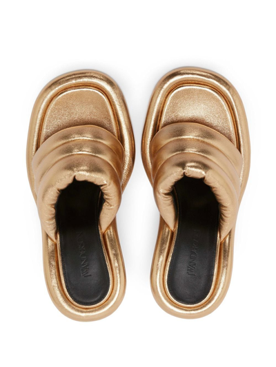 Jw Anderson Bumper Tubular Padded Sandals In Gold