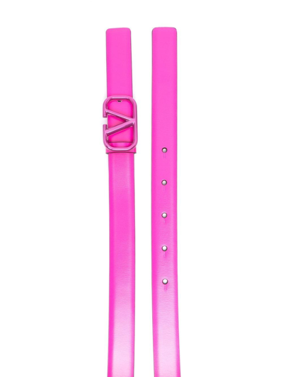 Shop Valentino Vlogo Signature Leather Belt In Pink