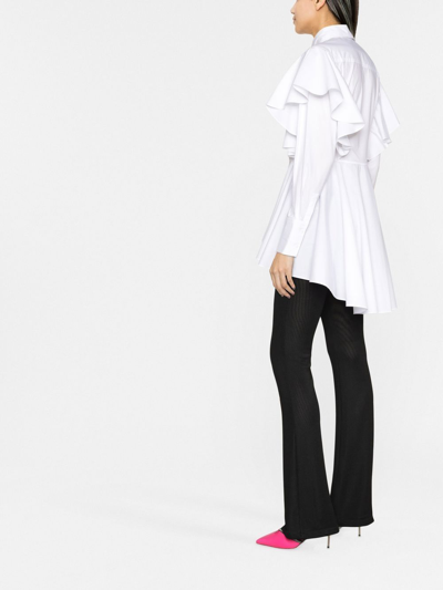 Shop Karl Lagerfeld Ruffled Organic-cotton Shirt In White