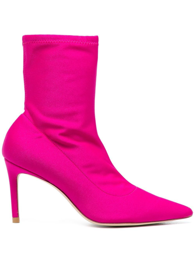 Stuart Weitzman 90mm Sock-style Boots In Pink