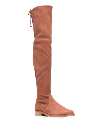 Shop Stuart Weitzman Drawstring Thigh-high Boots In Brown