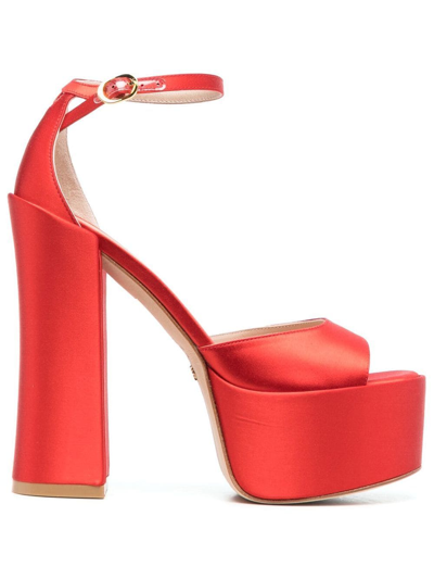Shop Stuart Weitzman Skyhigh 145mm Platform Sandals In Red