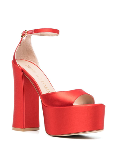 Shop Stuart Weitzman Skyhigh 145mm Platform Sandals In Red