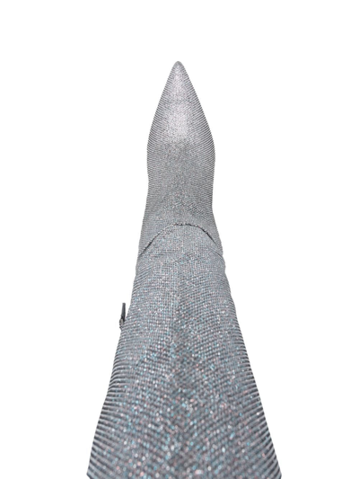 Stuart Weitzman Crystal-embellished Boots In Silver