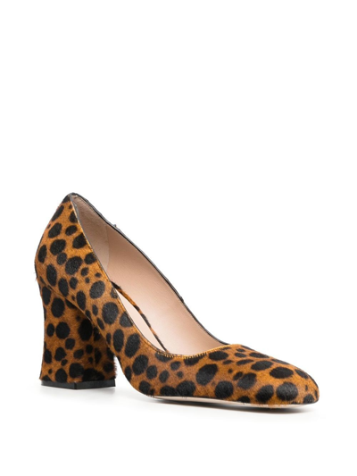 Stuart Weitzman Curveblock Leopard-print Pumps In Brown