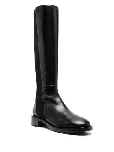 Stuart Weitzman High Leather Ankle Boots With Block Heel In Black