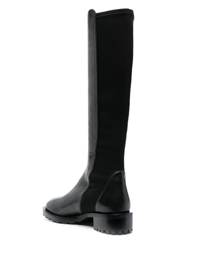Stuart Weitzman High Leather Ankle Boots With Block Heel In Black