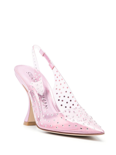 Shop Stuart Weitzman Crystal-embellished Transparent Pumps In Pink