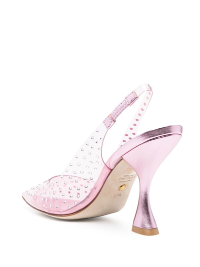 Shop Stuart Weitzman Crystal-embellished Transparent Pumps In Pink