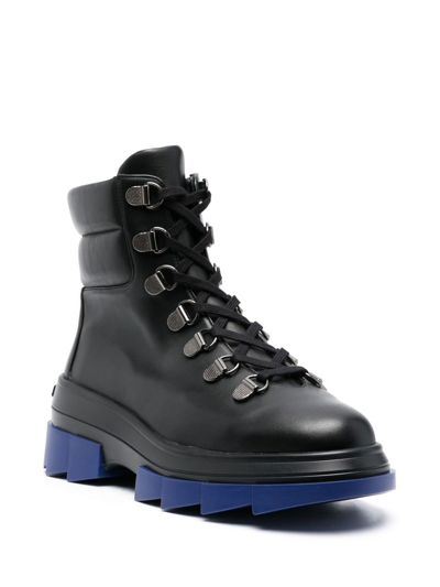 Stuart Weitzman Lace-up Leather Boots In Blue