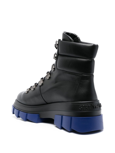 Stuart Weitzman Lace-up Leather Boots In Blue