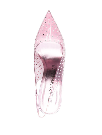 Shop Stuart Weitzman Crystal-embellished Transparent Pumps In Pink