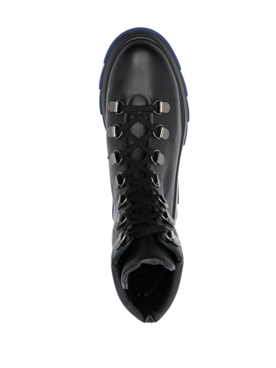 Stuart Weitzman Lace-up Leather Boots In Blue