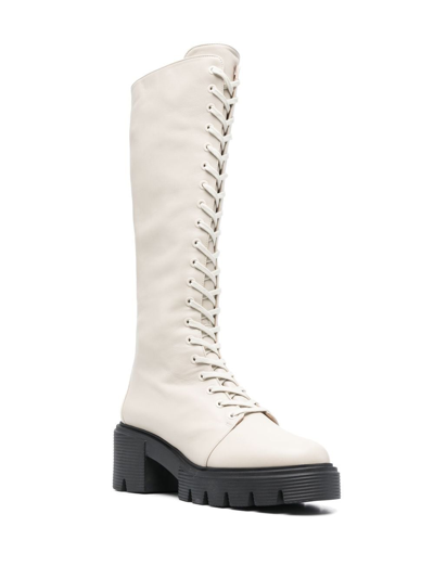 Stuart Weitzman Lace-up Detail Boots In Neutrals