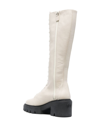 Stuart Weitzman Lace-up Detail Boots In Neutrals