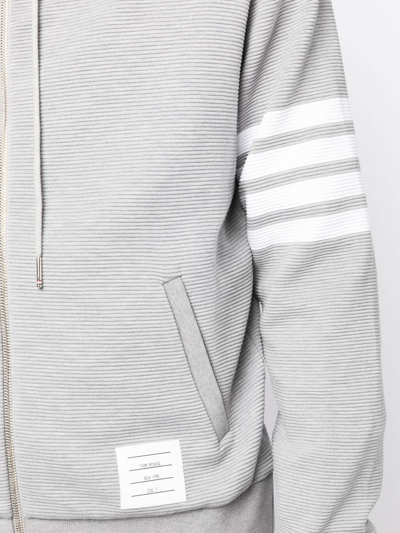 Shop Thom Browne Logo-patch Zip-up Hoodie In Grey