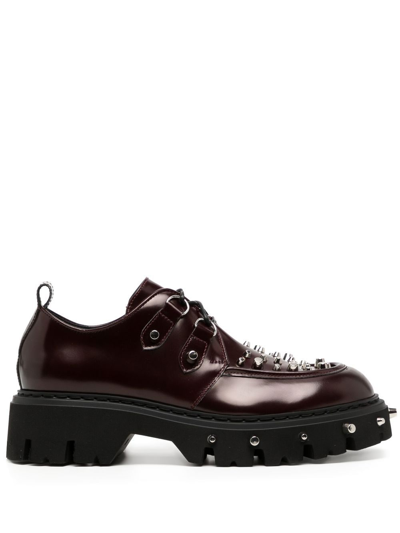 Shop N°21 Stud-detail Lace-up Brogues In Red