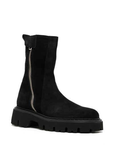 Shop N°21 Zip-detail Leather Ankle Boots In Black