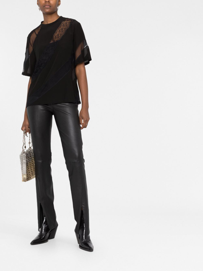Elie Saab Lace-panelled T-shirt In Black