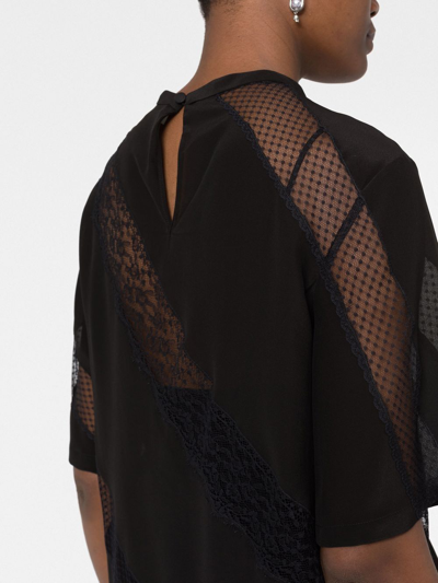 Elie Saab Lace-panelled T-shirt In Black