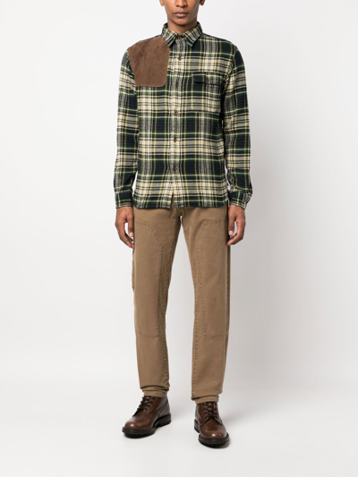 Shop Ralph Lauren Rrl Checked Long-sleeved Shirt In Green