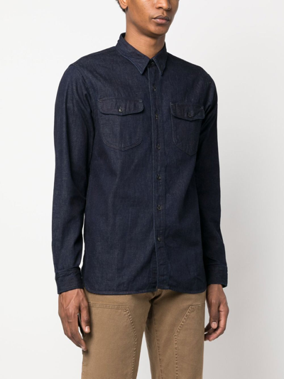 Shop Ralph Lauren Rrl Preston Long-sleeved Shirt In Blue
