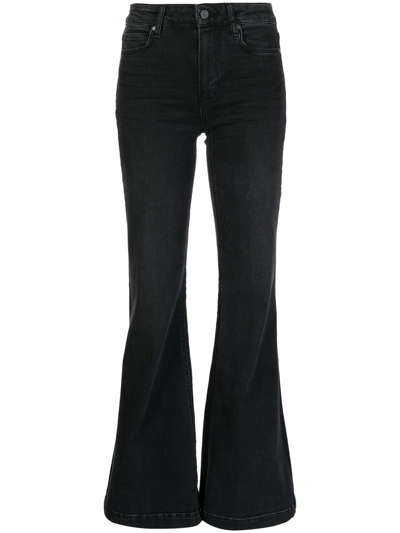 Paige Womens Moonlit Black Genevieve Flared High-rise Stretch-denim Jeans 24 In Black