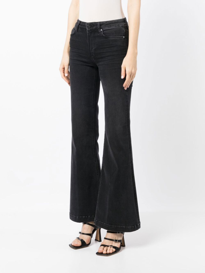 Paige Womens Moonlit Black Genevieve Flared High-rise Stretch-denim Jeans 24 In Black
