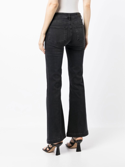 Paige Womens Moonlit Black Genevieve Flared High-rise Stretch-denim Jeans 24 In Black