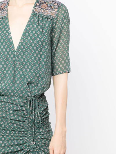 Shop Veronica Beard Patterned Short-sleeved Silk Maxi Dress In Green