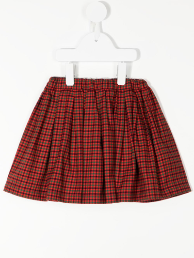 Familiar Elasticated-waist Check-print Skirt In Red