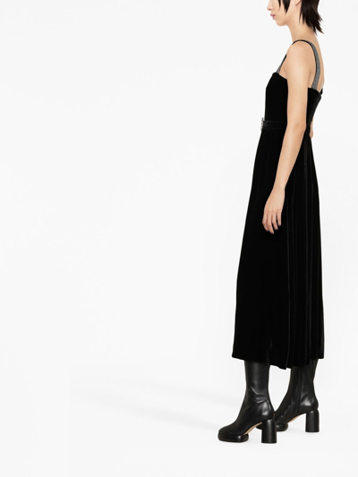 Shop Borgo De Nor Crystal-embellished Velvet Midi Dress In Black