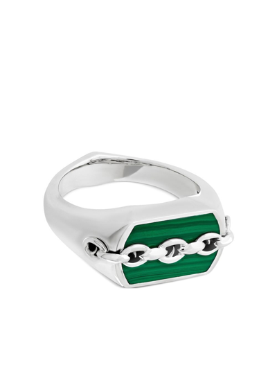 Shop Stephen Webster Inline Silver Malachite Pinky Ring
