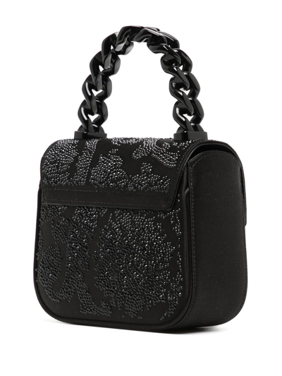 Shop Versace Medusa-plaque Crystal-embellished Shoulder Bag In Black