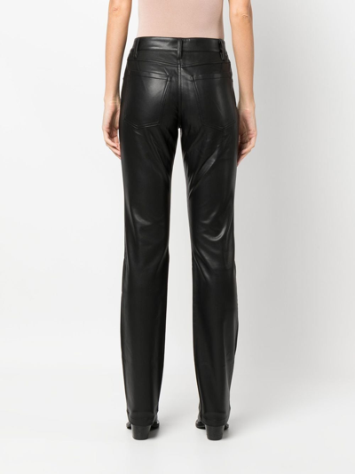 Shop Misbhv Faux-leather Straight-leg Trousers In Black