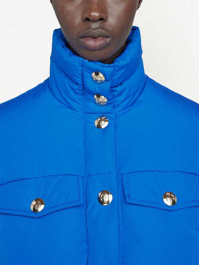 Shop Anine Bing London Cropped Quilted Jacket In Blue