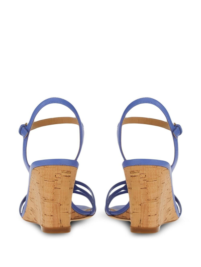 Ferragamo Fieri Leather Wedge Sandal In Blue