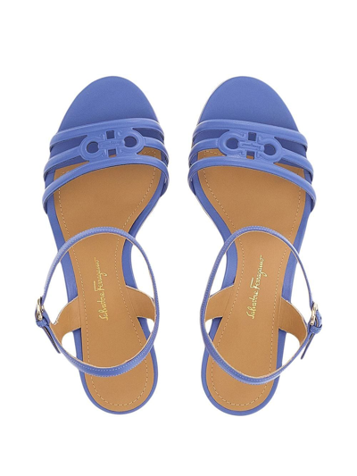 Ferragamo Fieri Leather Wedge Sandal In Blue